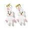 Rack Plating Brass Enamel Pendants, with Jump Ring, Long-Lasting Plated, Lead Free & Cadmium Free, Rabbit Charm, Real 18K Gold Plated, White, 21.5x10x6.5mm, Hole: 3mm
