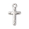 Brass Charms, Cadmium Free & Nickel Free & Lead Free, Cross, Platinum, 11.5x6x1.5mm, Hole: 1.2mm