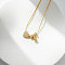 Heart Initial Brass Micro Pave Clear Cubic Zirconia Pendant Necklaces, Golden, Letter T, 16.14 inch(41cm)
