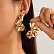 Flower Alloy Stud Earrings, Golden, 45x27mm