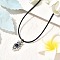 Alloy & Natural Lapis Lazuli Pendant Waxed Cord Necklace, Owl, 18.07 inch(45.9cm), Owl: 23x11.5mm
