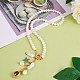 Natural Shell & Starfish Long Drop Pendant Necklace NJEW-SW00011-5