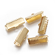 304ステンレス鋼リボンカシメエンドパーツ  長方形  ゴールドカラー  8.5x20.5mm  穴：1.5x2.5mm STAS-E471-05B-G-2