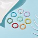 8Pcs 8 Colors Natural Shell & Brass Round Beaded Stretch Rings for Women RJEW-JR00476-2