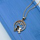 Full Moon with Double Cat and Star Pendant Necklace JN1028B-4