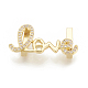 Brass Micro Pave Cubic Zirconia Slide Charms ZIRC-S058-94-1