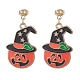 Boucles d'oreilles pendantes en alliage d'émail de citrouille d'Halloween EJEW-JE05248-1
