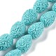 Dyed Synthetical Coral Teardrop Shaped Carved Flower Bud Beads Strands CORA-L009-04-1