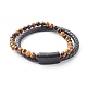 Bracelets multi-rangs en perles rondes en oeil de tigre naturel BJEW-JB06571-02-1