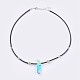 PU Leather Cord Electroplated Natural Quartz Pendant Necklaces NJEW-I219-01-2
