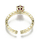 Brass Micro Pave Cubic Zirconia Cuff Finger Rings RJEW-N032-001-NF-3