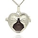 Silver Color Plated Brass Hollow Heart Cage Pendants KK-J241-10S-1