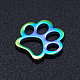 イオンプレーティング（ip）201ステンレス鋼ペット細線細工ジョイナー  犬の足跡  虹色  11x12x1mm STAS-T040-JN224-2