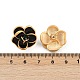 Золотые серьги-гвоздики с эмалью из латуни и цветком EJEW-K308-02G-01-3