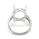 Adjustable Rhodium Plated 925 Sterling Silver Finger Ring Components STER-E061-24B-P-5