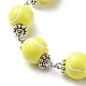 Bracelet de perles rondes en acrylique sur le thème du ballon de sport BJEW-JB08660-03-4