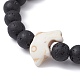 Эластичный браслет с синтетической бирюзой и бусинами дельфина и лавового камня BJEW-JB09838-01-2