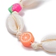 Bracelet de perles tressées en coquillage cauri naturel BJEW-JB07400-02-4
