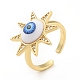 Cubic Zirconia Sun with Evil Eye Open Cuff Ring with Acrylic RJEW-B042-09G-02-1