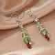 Рождественские стеклянные бусины болтаются серьги X-EJEW-JE01624-5