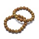Bracelets stretch de perles de pierre de dentelle de bois naturel X-BJEW-K212-A-041-1
