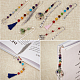 CHGCRAFT 6Pcs 6 Styles Metal Bookmark with Gemstone Glass Beads Pendant Metal Tree Feather Sun Beads Pendant Bookmarks Reading Accessories for Kid Teachers Student Bookworm Gift AJEW-CA0002-38-6