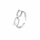 メンズアロイカフフィンガー指輪  オープンリング  カドミウムフリー＆鉛フリー  眼鏡  プラチナ  usサイズ6 3/4(17.1mm) RJEW-N029-035-3