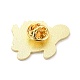 花のエナメルピンが付いているカメ  バックパック服用動物合金エナメルブローチ  ゴールドカラー  プラム  20x29x9.5mm  ピン：1mm JEWB-O007-C01-2