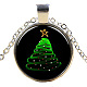 Christmas Theme Glass Pendant Necklaces NJEW-J056-B966-S-1