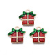 クリスマス合金エナメルペンダント  カドミウムフリー＆鉛フリー  ライトゴールド  クリスマスプレゼント  暗赤色  15x16x2.5mm  穴：1.8mm ENAM-Q442-58-1
