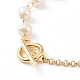 Pulsera de eslabones de perlas naturales con 304 cadena rolo de acero inoxidable para mujer BJEW-JB08776-01-5
