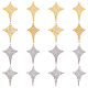 UNICRAFTALE 16Pcs 2 Style Stainless Steel Pendants Textured Star Pendant Charms Hole 1.2m Metal Hypoallergenic Star Charms for Bracelet Neckless Jewelry Making Golden Stainless Steel Color STAS-UN0038-32-1