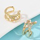 C-образные серьги-каффы из латуни с микропаве из прозрачных кубических цирконий EJEW-Z111-04G-04-2