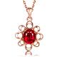 Real Rose Gold Plated Brass Cubic Zirconia Flower Pendant Necklaces NJEW-BB03728-B-1