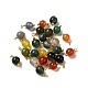 Dyed Natural Agate Round Charms with Real 18K Gold Plated Brass Loops KK-P242-09A-G-1