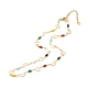 Brass Star & Moon Link Chain Necklace with Glass Beads NJEW-JN03810-2