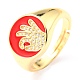 Adjustable Real 18K Gold Plated Brass Enamel Finger Ringss RJEW-L071-34G-3