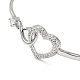 Bracelet manchette en laiton cœur infini avec zircone cubique transparente et chaînes de sécurité BJEW-L683-02P-2