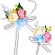 Craspire 2 pz 2 panno di seta stile e plastica imitazione fiore corpetto da polso e corpetto fiore all'occhiello AJEW-CP0007-26B-1