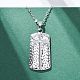 Текстура прямоугольник с крестом 304 нержавеющая сталь кулон ожерелья NJEW-H059-12P-3