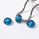 Bleus grands européens de perles de verre de trou de rondelle X-GDA007-66-2