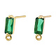 Brass Pave Green Cubic Zirconia Stud Earring Findings KK-N231-420-2