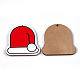 プリントバスウッドペンダント  バックランダムカラー  クリスマスの帽子  レッド  44.5x45x3mm  穴：1.5mm X-WOOD-S045-052-2
