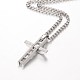 304 Stainless Steel Rolo Chain Cross Pendant Necklaces NJEW-JN01287-4