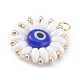Evil Eye Lampwork Beads Pendants PALLOY-JF00649-3