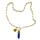 Natural Lapis Lazuli Double Terminated Pointed Pendant Necklace for Men Women NJEW-SW00005-02-1