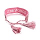 Word Good Vibes Polycotton(Polyester Cotton) Braided Bracelet with Tassel Charm BJEW-F429-02-3