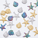 Dicosmétique 24 pièces 2 styles 3 couleurs pendentifs coquille d'étoile de mer pendentifs coquillage océan breloques de la vie marine breloques d'animaux de mer dorés pendentifs en acier inoxydable pour la fabrication de bijoux STAS-DC0013-18-3