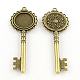 Tibetischer Stil Schlüssel Legierung große Anhänger Fassungen für Cabochon TIBEP-S289-23AB-NR-1