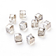 Perles en verre electroplate cube à facettes plaqué arc-en-ciel X-EGLA-E006-3G-1